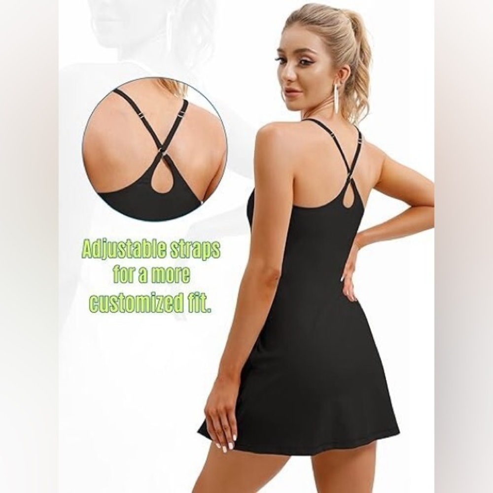 Black A-Line Dress with Racerback Design - Picture 2 of 5